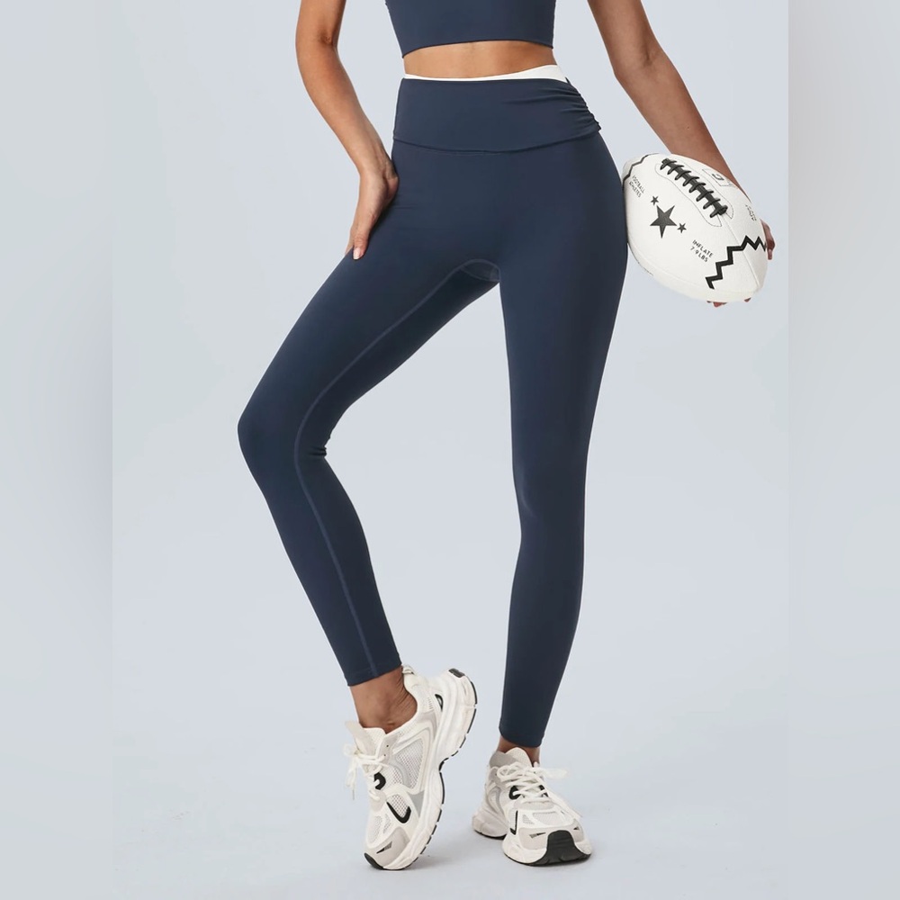 Berlook Activewear Navy Contrast High Waisted Leggings 24"